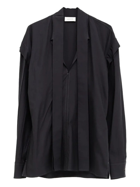  Lemaire Tie-neck Long-sleeve Blouse - Black 