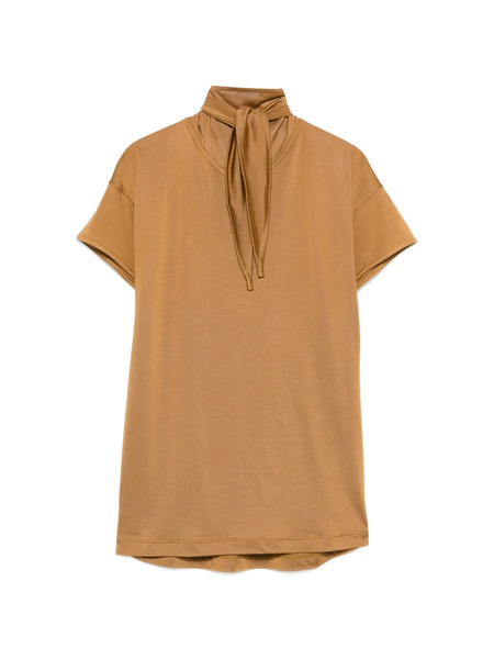  Lemaire Tie-neck Short-sleeve T-shirt - Brown 