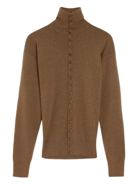  Lemaire Turtleneck Buttoned Cardigan - Brown 