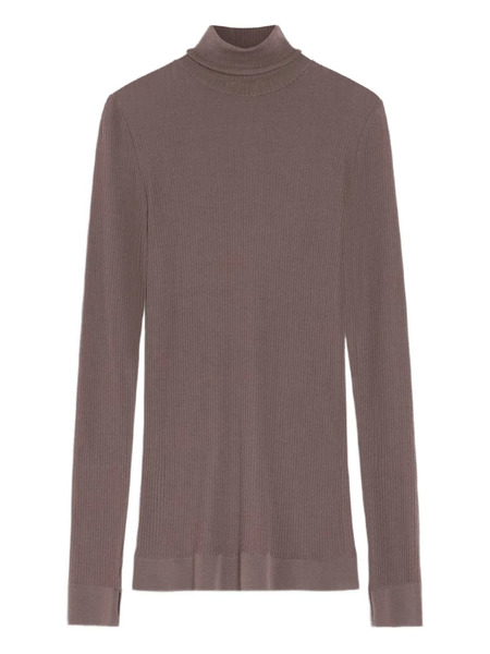  Lemaire Turtleneck Ribbed Top - Brown 