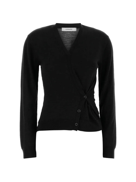  Lemaire Twisted V-neck Cardigan - Black 