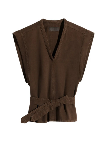  Lemaire V-neck Belted Chasuble Vest - Brown 