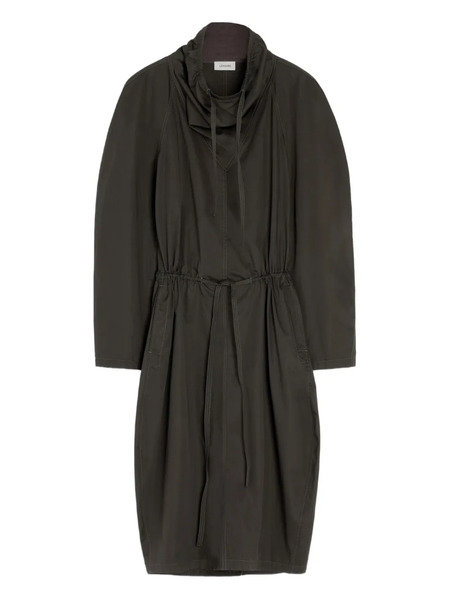  Lemaire Vareuse Raglan-sleeve Drawstring Midi Dress - Brown 