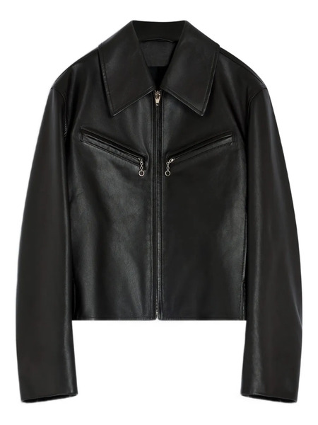  Lemaire Zip-front Leather Jacket - Brown 