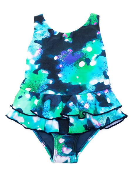  Lenny Niemeyer Coral-print Frill-trim Swimsuit - Multicolour 