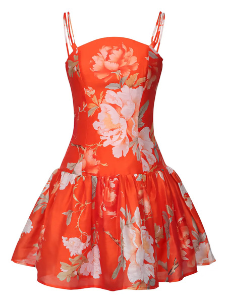  Leo Lin Lorena Floral-print Mini Dress - Orange 