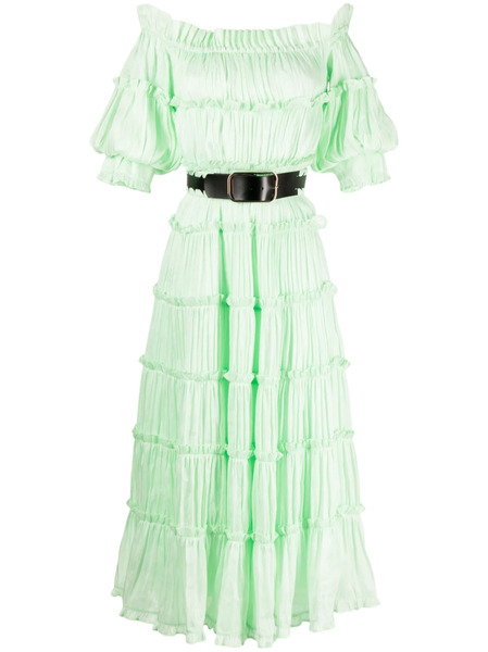  Leo Lin Rue Off-shoulder Tiered Dress - Green 