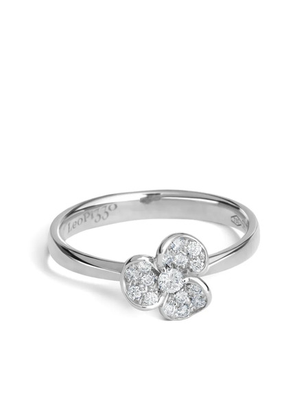  Leo Pizzo 18k White Gold Candy Flora Diamond Ring - Silver 