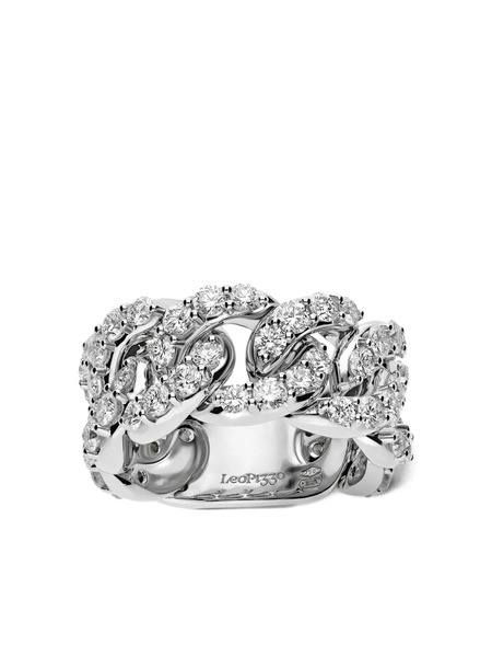  Leo Pizzo 18k White Gold Groumette Diamond Ring - Silver 