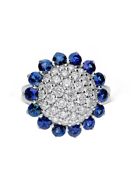  Leo Pizzo 18kt White Gold Diamond Sapphire Aurora Ring - Silver 