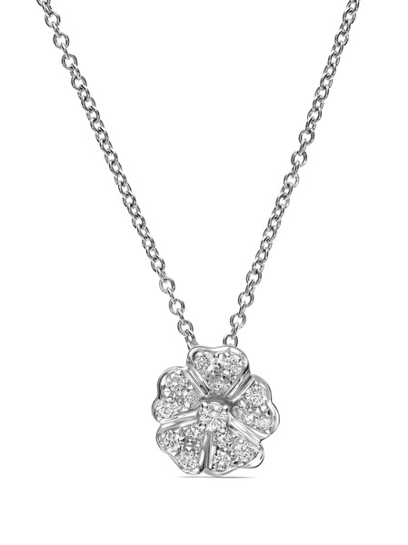  Leo Pizzo 18kt White Gold Floral Diamond Necklace - Silver 