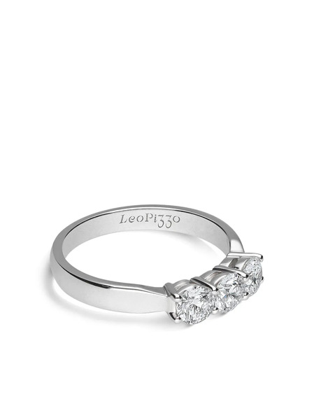  Leo Pizzo 18kt White Gold Trilogy Diamond Ring - Silver 