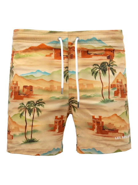  Les Benjamins Drawstring Printed Swim Shorts - Neutrals 