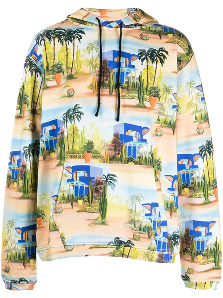 Les Benjamins Graphic-print Drawstring Hoodie - Blue 