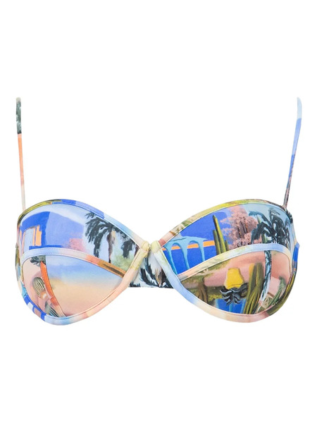  Les Benjamins Printed Bikini Top - Blue 