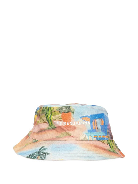  Les Benjamins Printed Bucket Hat - Blue 