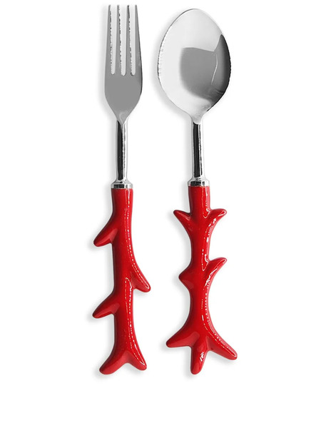  Les-ottomans Coral Serving Cutlery (set Of Two) - Red 