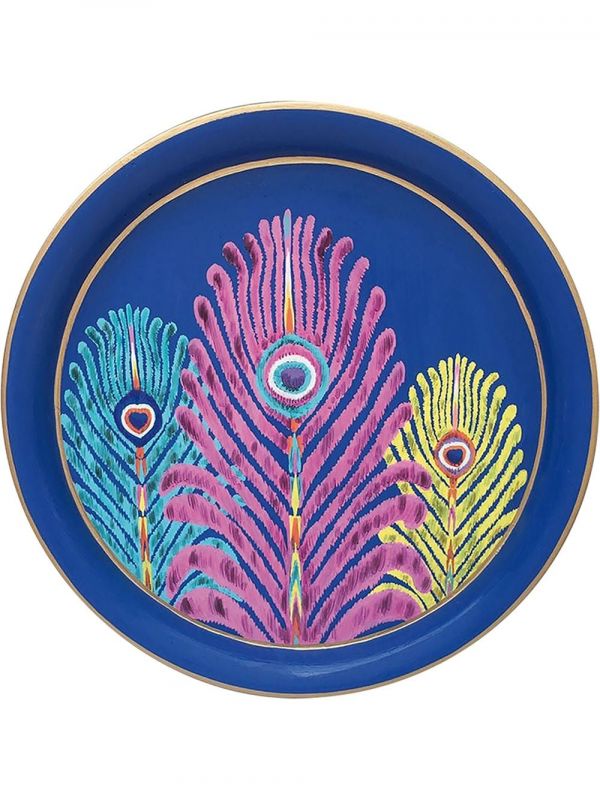  Les-ottomans Feather-print Circular Tray - Purple 