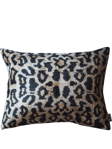  Les-ottomans Jacquard Silk Velvet-blend Pillow - Black 