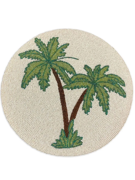  Les-ottomans Palm Bead-embellishment Placemat (set Of Two) - Neutrals 