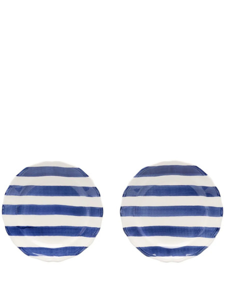  Les-ottomans Striped Ceramic Plate (set Of Two) - Blue 