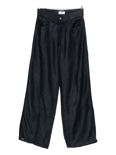  Les Temps Des Cerises Drawstring Denim Wide-leg Jeans - Blue 