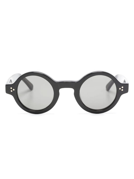  Lesca Logo-print Round-frame Sunglasses - Black 