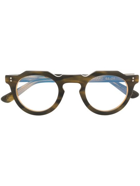  Lesca Tortoiseshell-effect Round-frame Glasses - Green 