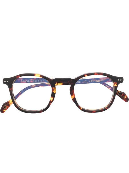 Lesca Tortoiseshell Round-frame Glasses - Brown 