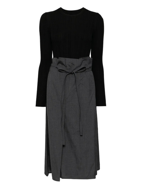  Less Patchwork Long Sleeved Dress - Black 