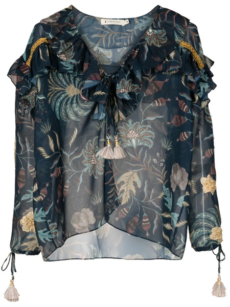  Lethicia Bronstein Afrodite Floral-print Ruffled Blouse - Green 