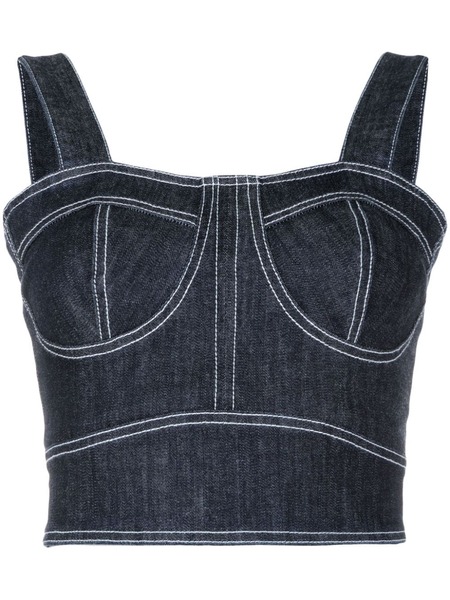 Lethicia Bronstein Ana Cropped Denim Top - Blue 