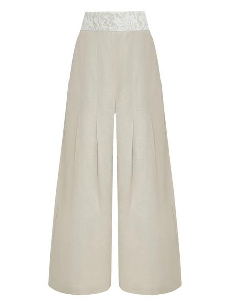  Lethicia Bronstein Lace-insert Pleated Trousers - Neutrals 