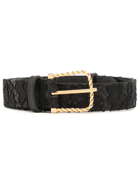  Lethicia Bronstein Lace-overlay Leather Belt - Black 
