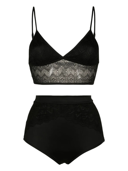  Lethicia Bronstein Lace-panel Lingerie Set (set Of Two) - Black 