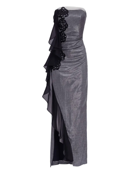  Lethicia Bronstein Lurex Strapless Gown - Grey 