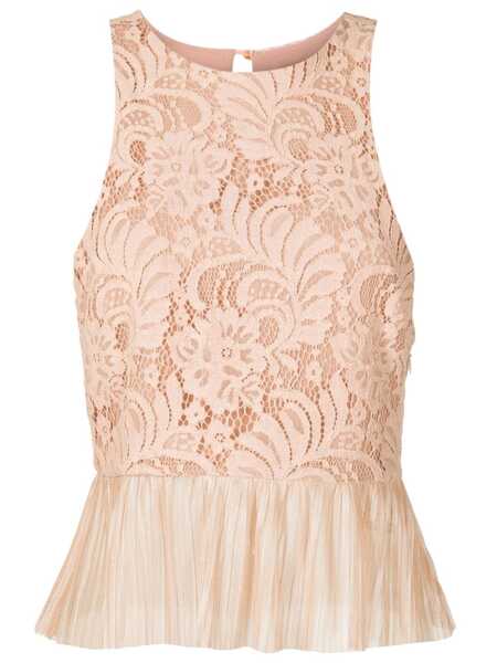  Lethicia Bronstein Ruffle Sleeveless Lace Top - White 