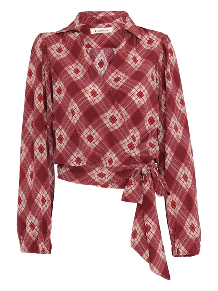  Lethicia Bronstein Wrap-tie Checked Top - Red 