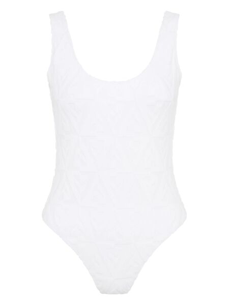  Let's Swim Jacquard-shark Towlling Swimsuit - White 