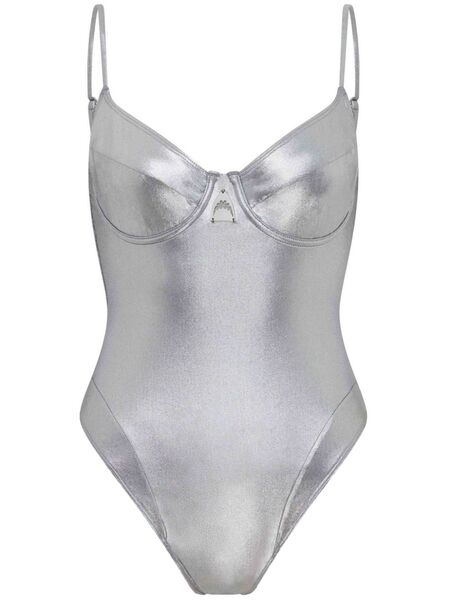  Let's Swim Metallic-finish Swimsuit - Grey 
