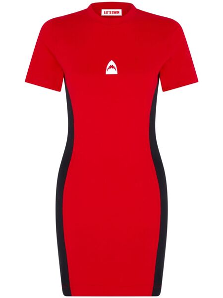  Let's Swim Shark Logo Bodycon Dress - Red 