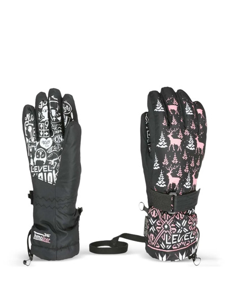  Level Kids Patterned Gloves - Black 