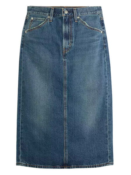  Levi's Back-slit Denim Midi Skirt - Blue 