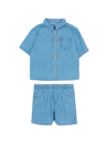  Levi's Kids Button Shirt And Shorts Set - Blue 