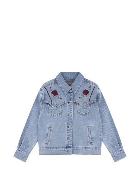  Levi's Kids Floral-embroidered Jacket - Blue 