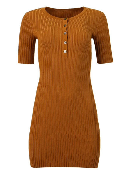  Lhd Button Knit Samphire Dress - Brown 