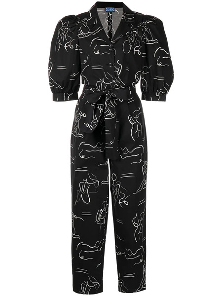  Lhd Casitas Abstract-print Jumpsuit - Black 