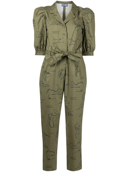  Lhd Casitas Abstract-print Jumpsuit - Green 