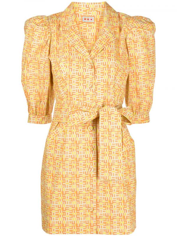  Lhd Casitas Sloth-print Dress - Yellow 