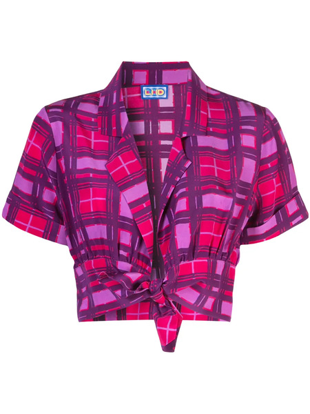  Lhd Plaid Wrap Top - Purple 